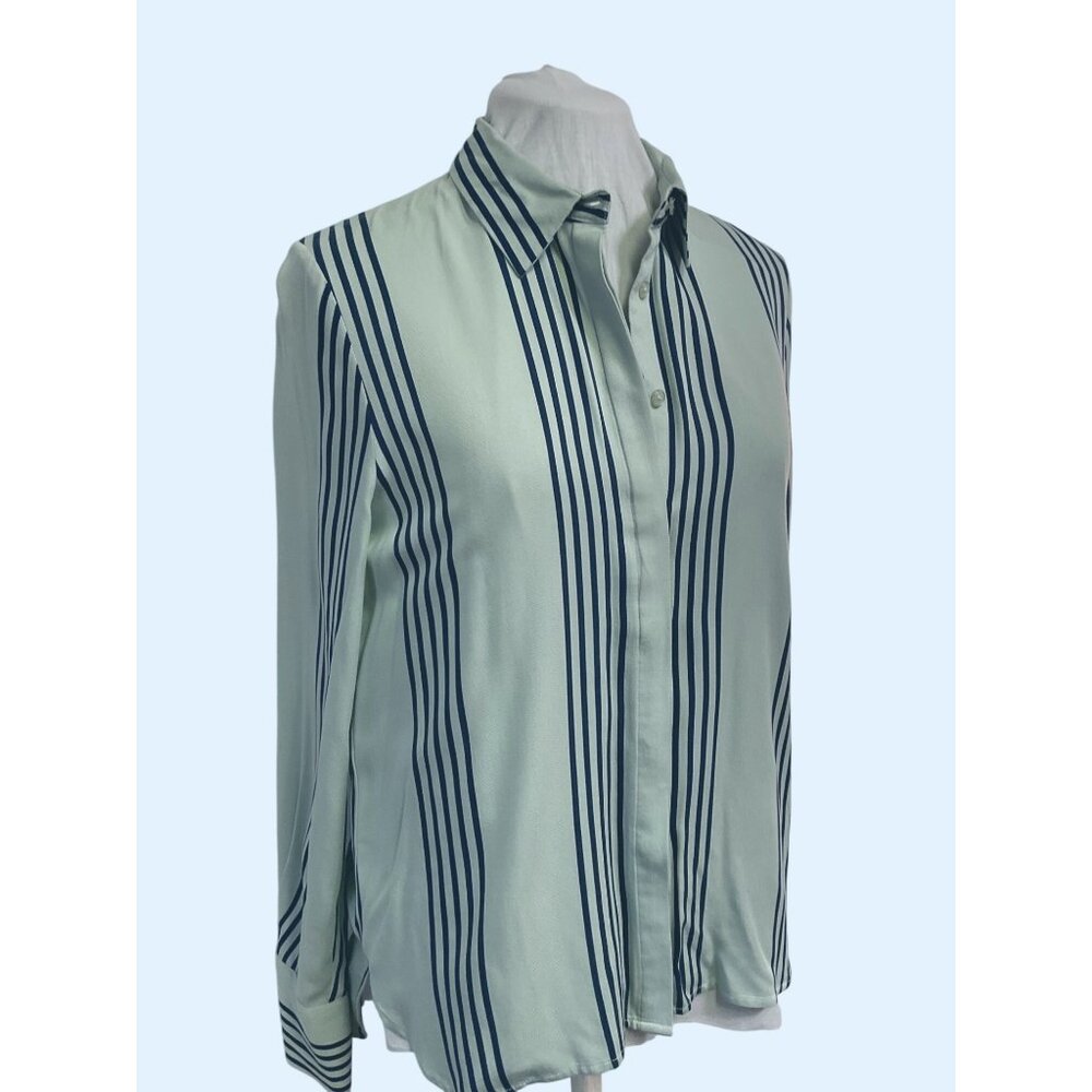Ichi Pistachio & Navy Striped Soft Viscose Button… - image 2